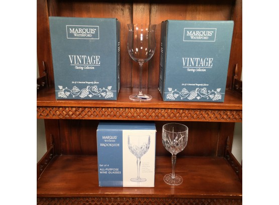 Twelve (12) Brand New WATERFORD / MARQUIS Wine / Water Glasses - Retail Price $300 For Three Boxes - Read