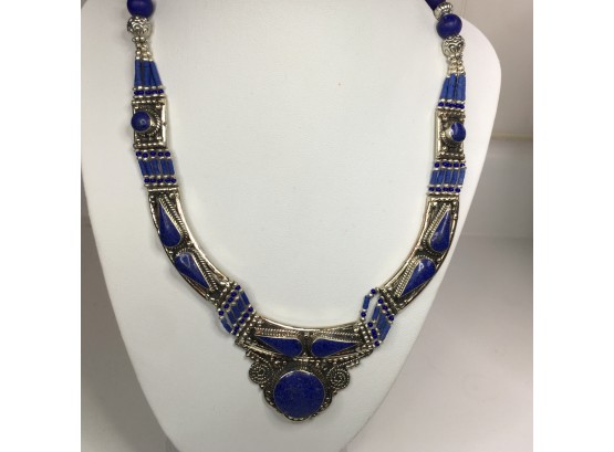Incredible 925 / Sterling Silver Necklace HAND MADE IN BALI With Lapis Lazuli - We Have Sold These For $300