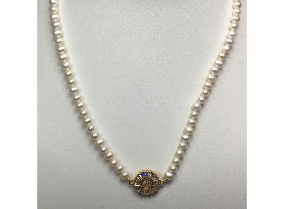 Very Pretty Cultured Baroque Pearl Necklace With Heart - 14K Gold Plated - 18' Very Pretty - Never Worn