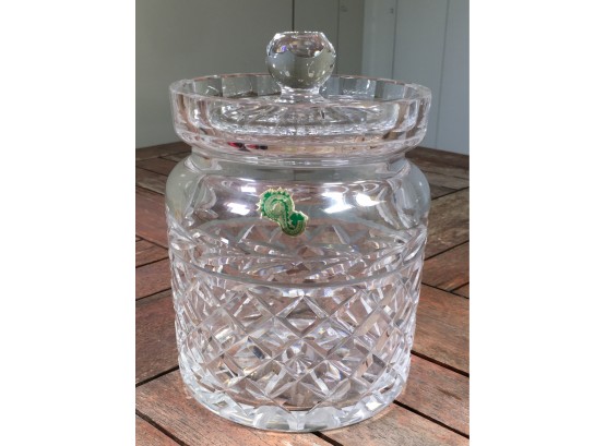 Lovely Vintage WATERFORD Cut Crystal Biscuit Jar - Signed & Waterford Foil Label - I Believe Glandore Pattern