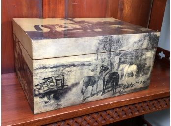 Incredible $850 Retail Decorative Box By THEODORE ALEXANDER Equestrian Theme - All Mahogany - Beautiful !