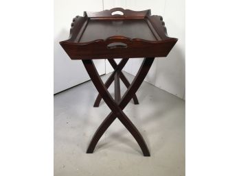 Lovely Butlers Tray Stand - All Solid Mahogany - Very Sturdy - Great Looking Piece And Very Functional