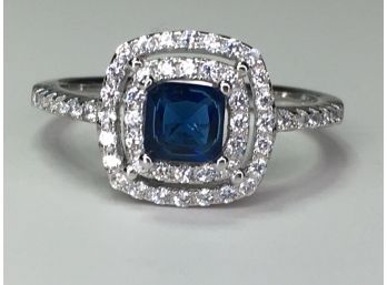 Fabulous 925 / Sterling Silver With Blue & White Sapphires - Beautiful Classic Look - Brand New - Unworn
