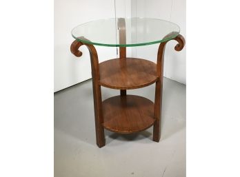 Beautiful Vintage Art Deco Style Glass Top Table - GREAT Look - Two Shelves - Very Cool Piece - Great Look !