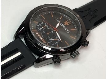 Brand New Mens / Unisex $395 MASERATI MC Watch - Black Silicone Strap - Fantastic Watch - Brand New Battery