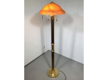 Beautiful VIANNE Brass Base Floor Lamp - Made In France With Art Glass Shade - Paid $1,100 Many Years Ago