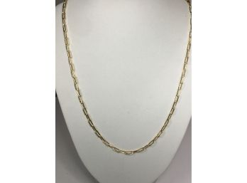 Lovley 925 / Sterling Silver With 14K Gold Gold Overlay Paperclip Necklace With Cross On Clasp - Made In Italy