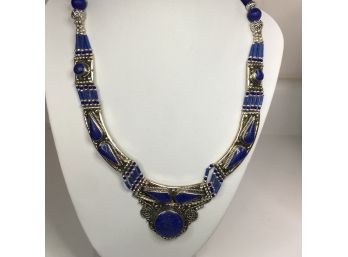 Incredible 925 / Sterling Silver Necklace HAND MADE IN BALI With Lapis Lazuli - We Have Sold These For $300