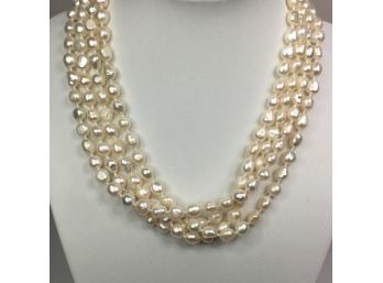 Incredible Super Long Genuine Cultured Baroque Pearl Necklace - 64' Thats Over 5 FEET ! - VERY NICE !