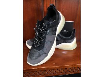 Very Nice Like New $198 Retail Price COACH CC Monogram Sneakers - Unisex Size 9D - With Box & Card LIKE NEW !