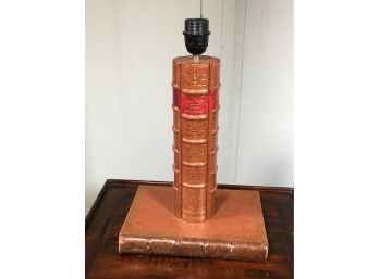 Fabulous All Leather Book / Book Spine Lamp - Made In France - Very Well Made - Very Good Quality Lamp
