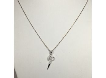 Great Gift For Hair Stylist ! - 925 / Sterling Silver Necklace With Jeweled Scissor Pendant - NICE GIFT !