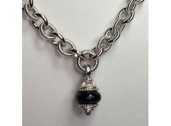 Fabulous Brand New $795 JUDITH RIPKA Sterling Silver Link Necklace With Pendant - Amazing Fine Quality