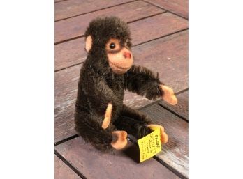 Incredible Vintage STEIFF Mohair Monkey With Yellow Tag And Script Button - Great Condition - NICE PIECE !