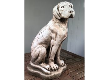 Fantastic Vintage Cast Stone Dog Statue - GREAT PATINA - Amazing Garden Accent Item - Garden Decor - Cute !
