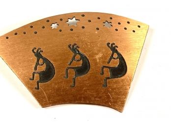 Contemporary Southwestern Native American Copper Brooch Pin