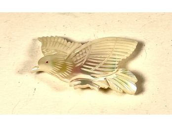 Vintage Hand Carved Bird Of Peace Brooch Antique