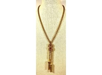 Vintage Signed Gold Tone Tassel Formed Designer Necklace