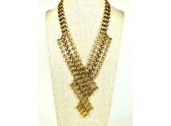 Vintage Gold Tone Mesh Necklace Great 'look'