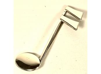 Vintage Sterling Silver Large Note Brooch Pin