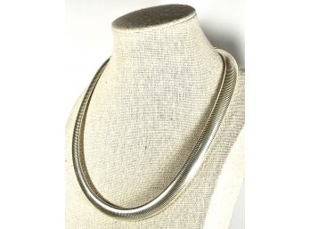 Wide Sterling Silver Slinky Necklace Italian Good Quality