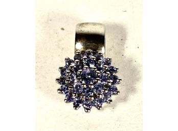 Sterling Silver Contemporary Pendant W Purple Gemstones