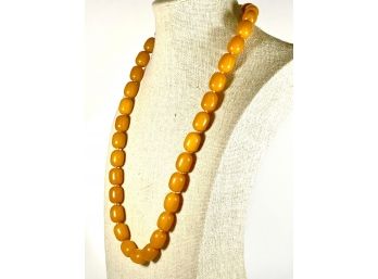 Vintage Amber Bakelite Barrel Shaped Beaded Necklace