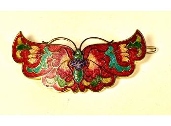 New Old Stock Chinese Enamel Cloisonne Butterfly Barrette