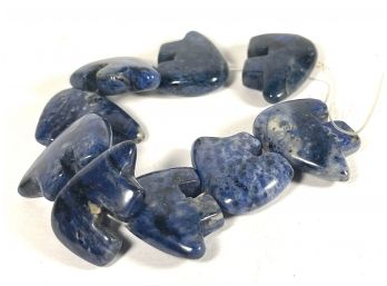 Nine Carved Blue Stone American Large Bear Fetish Beads