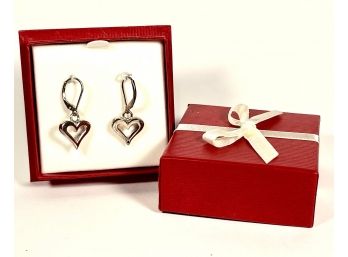 Sterling Silver Boxed Pierced Earrings Hearts Never Worn