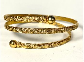 Vintage Gold Tone Coiled Arm Band Bracelet