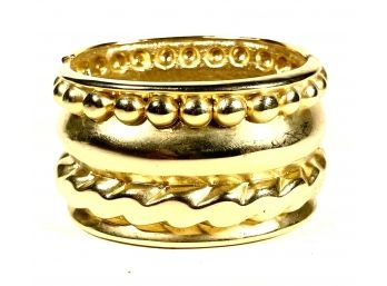 Vintage Gold Tone Large Hinged Cuff Bracelet Great 'Look'