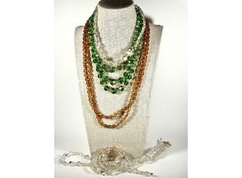 Lot Cut Crystal Beads Necklaces Bracelet Vintage 1950s