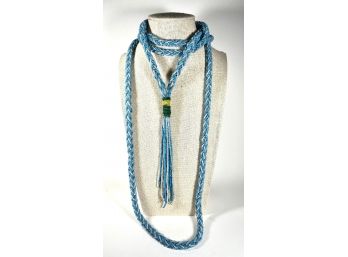 Large Micro Glass Beaded Braided Necklace 36' Long!