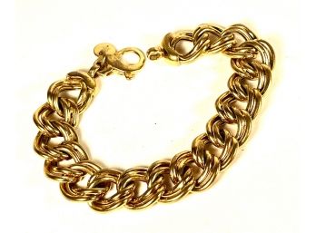 Italian Gold Over Bronze Wide Link Bracelet
