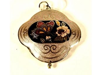 Chinese 1980s Cloisonne Enamel Double Sided Pendant Butterfly New Old Stock