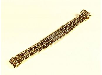 Vintage Gold Tone Designer Bracelet W Rhinestones