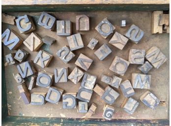Collection Of Antique Wood Block Type Stamps