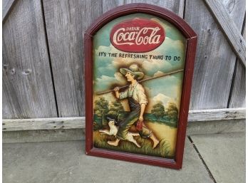 Hand Painted And Carved Wood Coca Cola Advertisement Piece