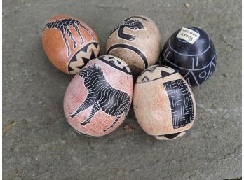 Collection Of 5 African Stone Eggs Hand Made In Kenya