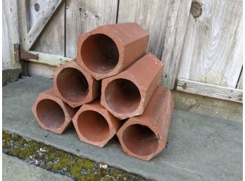 Collection Of Vintage Terracotta Hex Pipes / Wine Rack