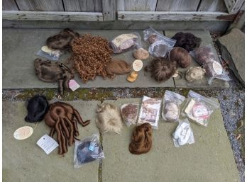 Collection Of 23 Doll Hair Pieces In Various Sizes  Extras