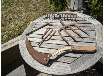 Grouping Of 5 Old Metal Garden Tools
