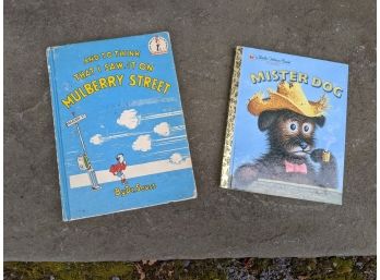 2 Books Dr. Seuss Mulberry Street And A Little Golden Book Mister Dog