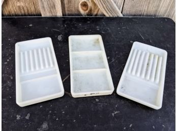 Vintage Milk Glass Dental Tool Trays