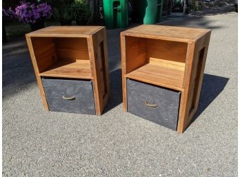 Pair Of Vintage This End Up Side Tables With Custom Built Drawers