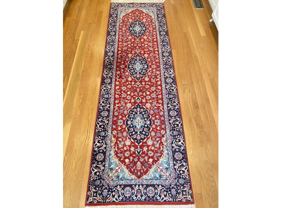 A Vintage Hand Knotted Keshan Persian Runner - 31'w X 98'long