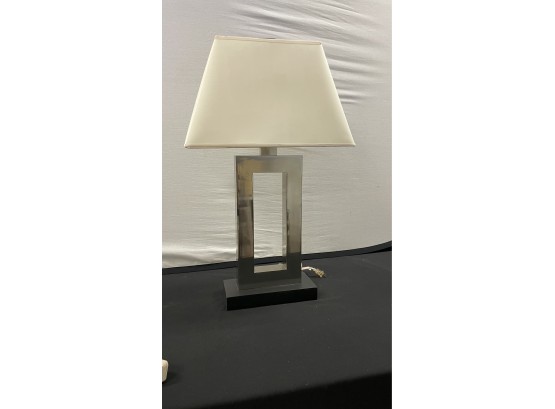 A Modern Brushed Steel Table Lamp
