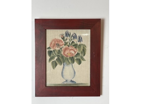 Lovely Signed Original Painting Of Flowers Painted On Linen
