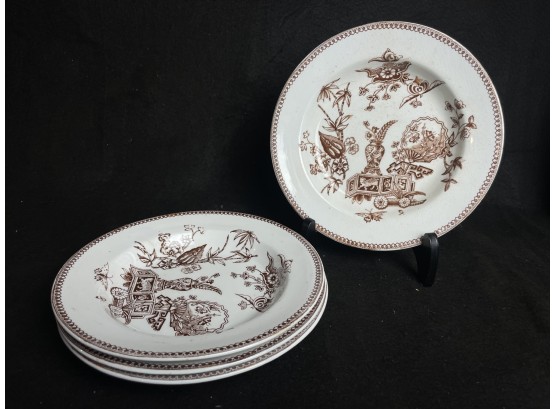4 Antique English Aesthetic Period Staffordshire Bowls From The Late 1800s